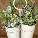 Distressed White Metal Long Stem Floral Caddy