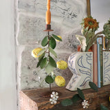 Vintage-Inspired Metal Toleware Taper Candle Holder with Lemons & Leaves