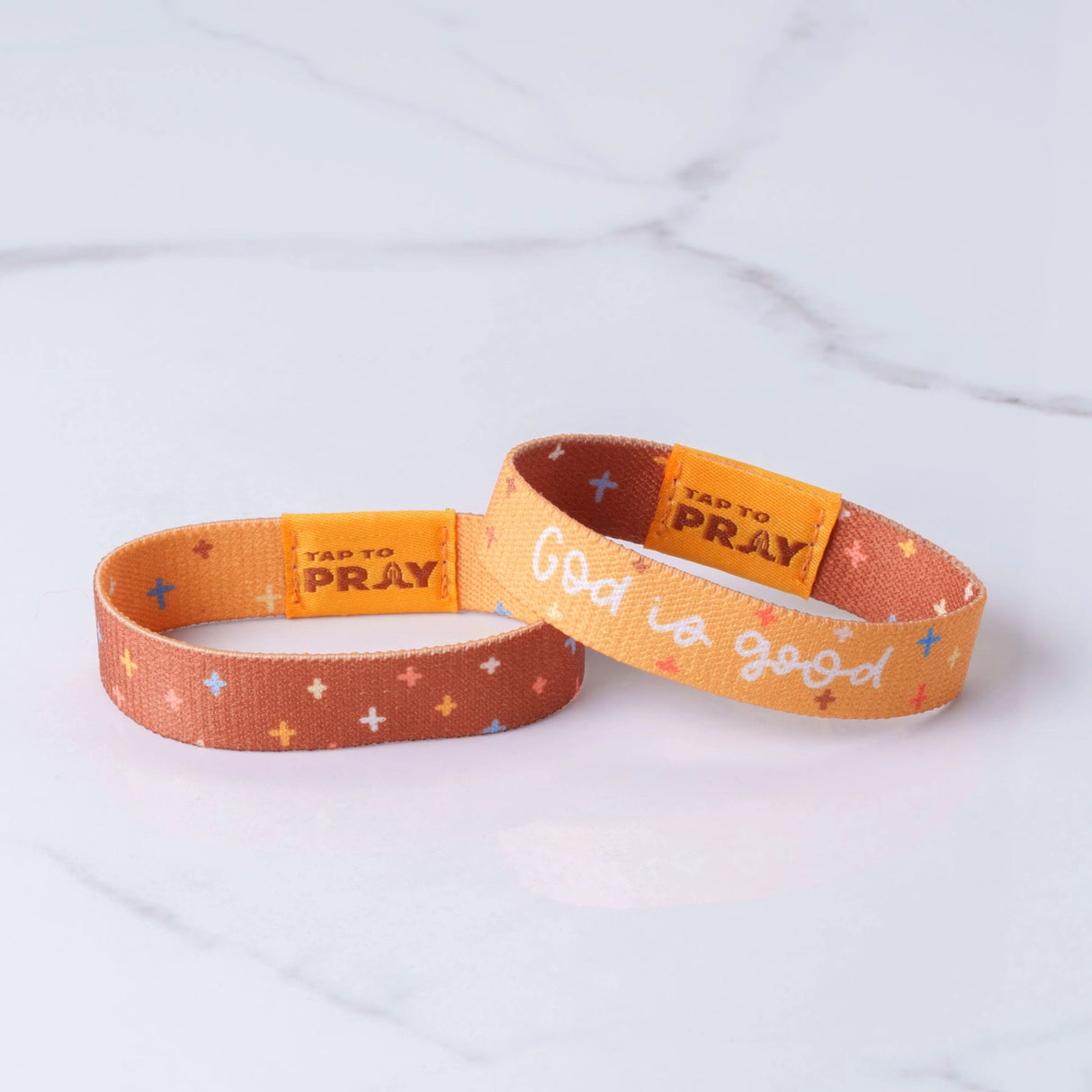 God is Good Orange Tap to Pray Wristband