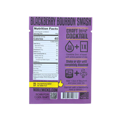 Blackberry Bourbon Smash Single-Serve Craft Cocktail Mix | Noble Mick's