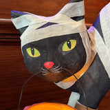 Mummy Kitty Paper Mache Candy Bucket