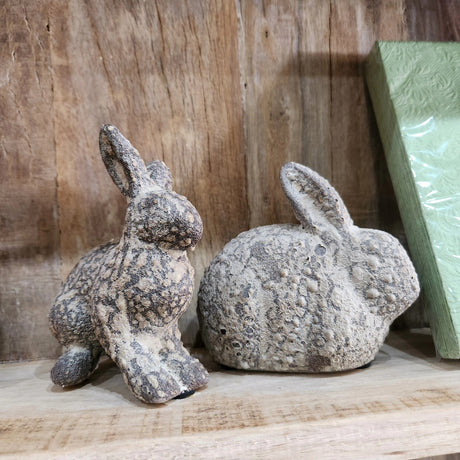 Rustic Distressed Ceramic Bunny Figurine