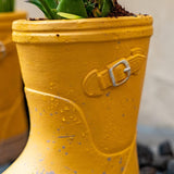 Yellow Cement Rain Boot Planter Set