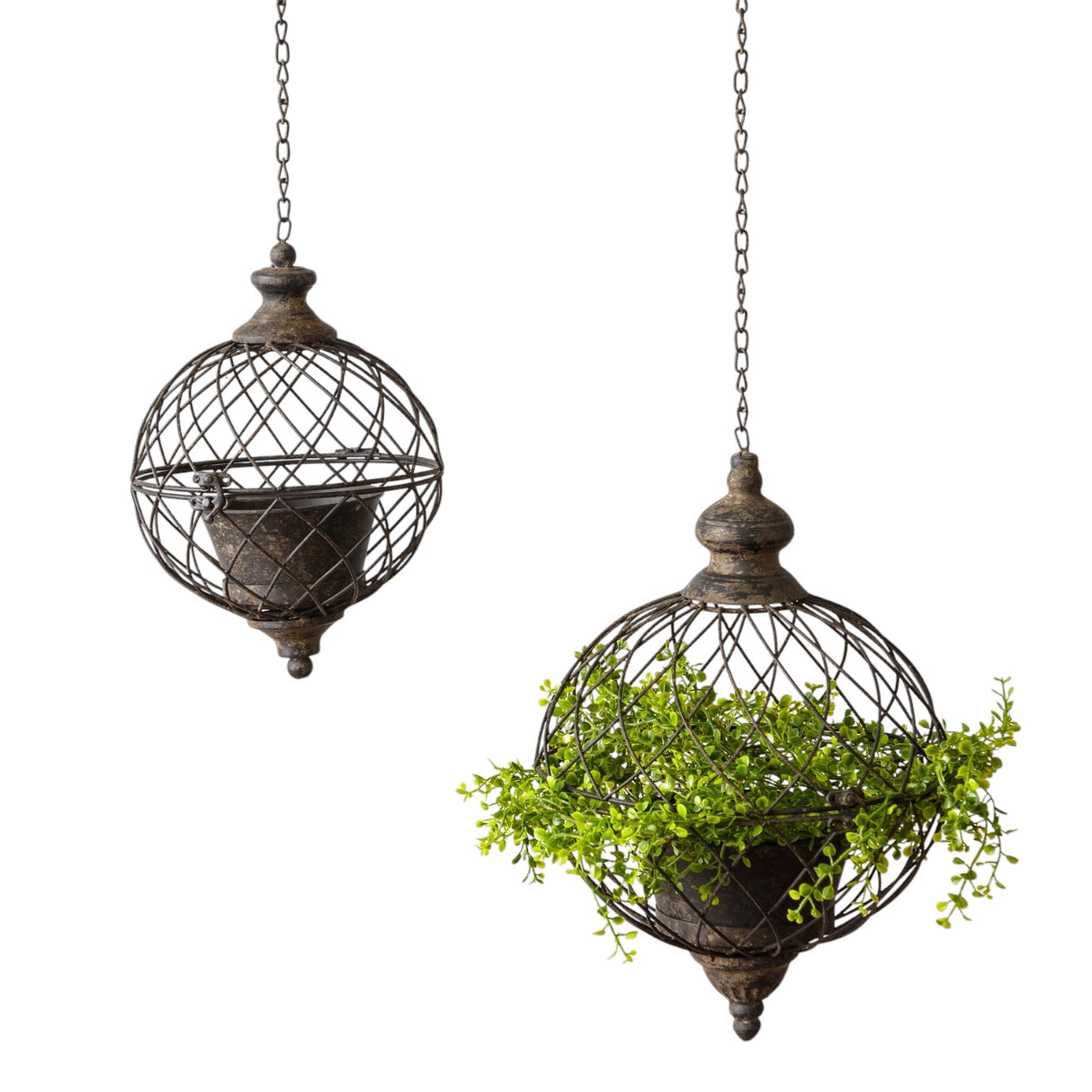 Rustic Black Metal Sphere Hanging Planter | 2 Sizes