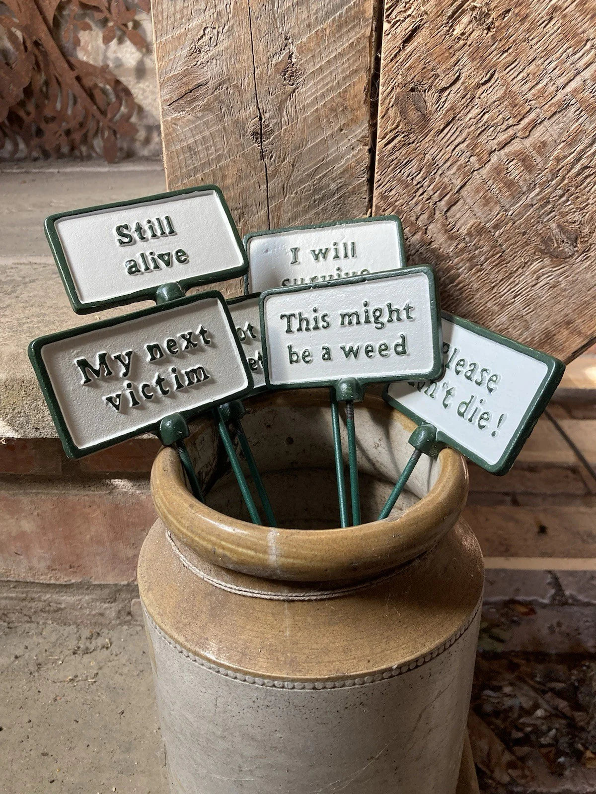 Funny Cast Iron Garden Plant Stake Sign