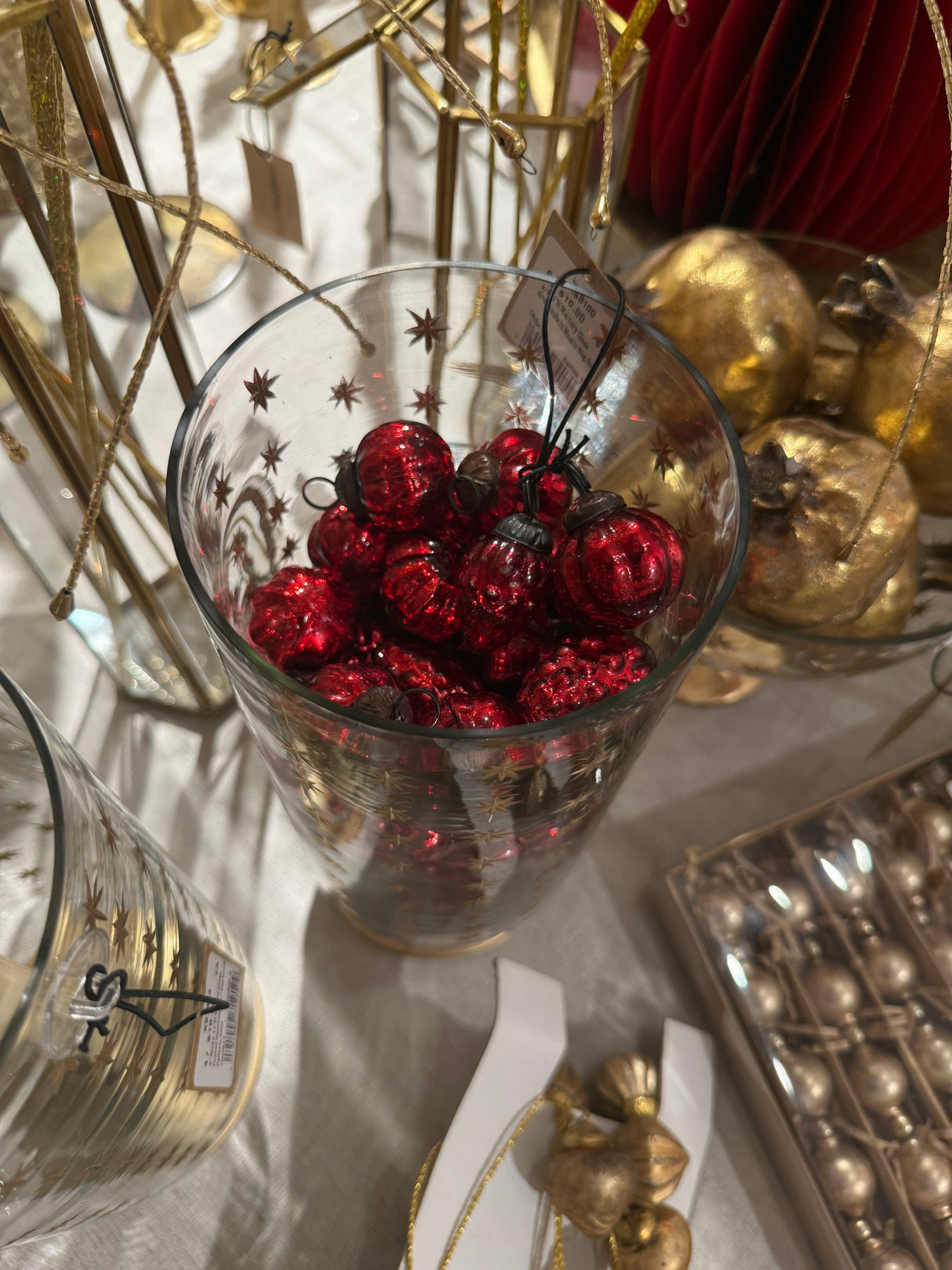 Red Mercury Glass Ornaments in Muslin Bag | Set of 36