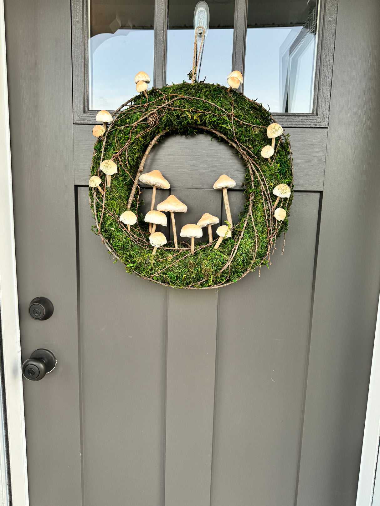 Twig & Moss Wreath with Foam Mushrooms