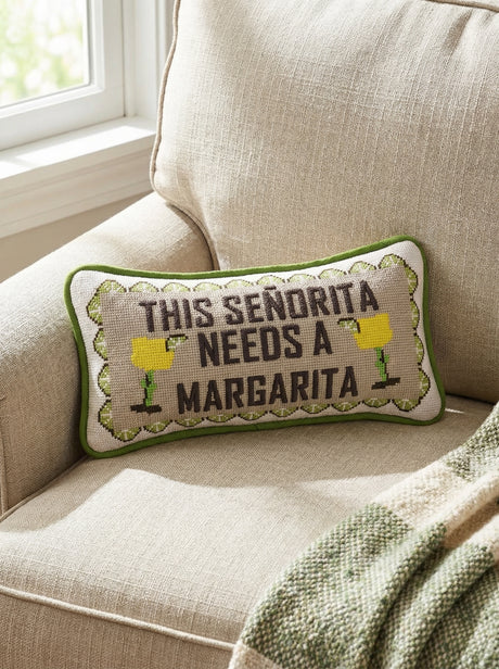 This Señorita Needs a Margarita Needlepoint Accent Pillow