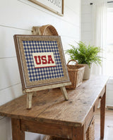 Framed Gingham USA Wall Art
