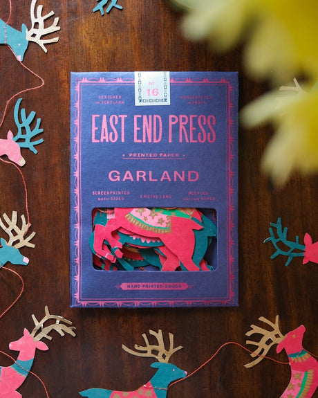 Bright Reindeer Sewn Paper Garland | East End Press