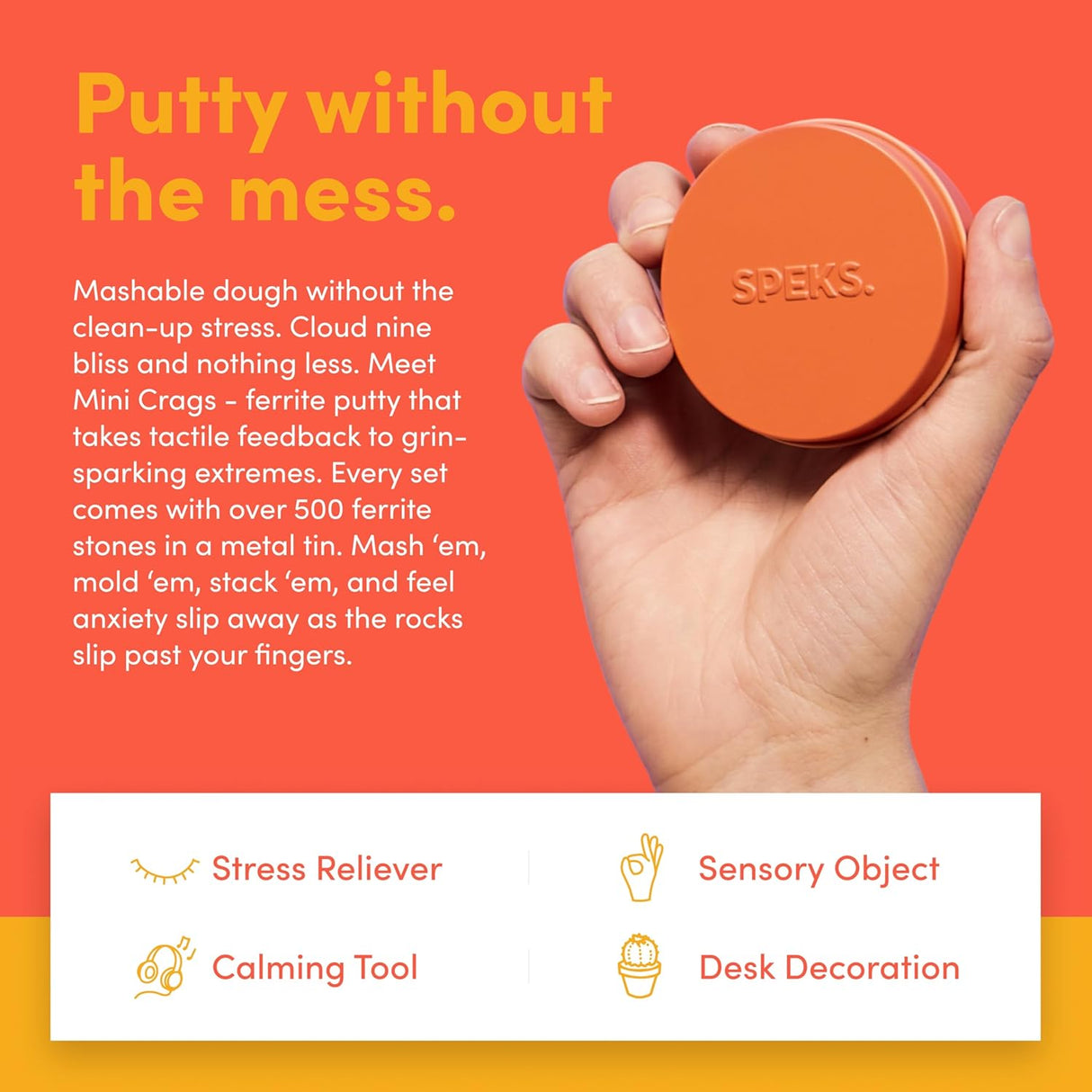 Coral Orange Crags Magnetic Fidget Putty | Speks