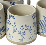 Botanical Blue Hand-Stamped Ceramic Mug