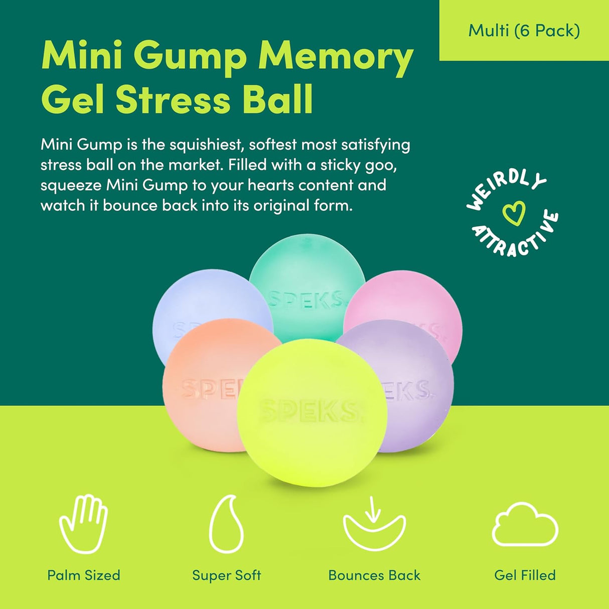 Mini Gump Memory Gel Stress Ball 6-Pack | Speks
