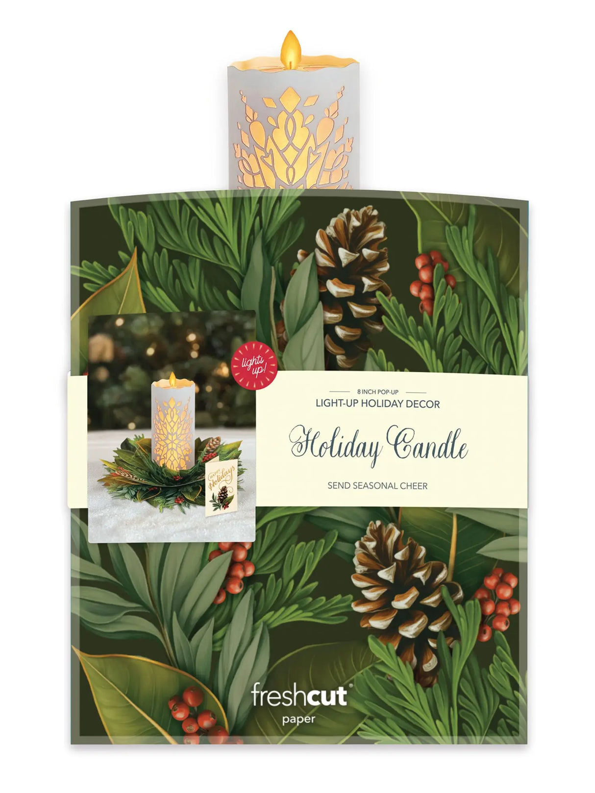 Glowing Holiday Candle Pop-Up Card | FreshCut Paper