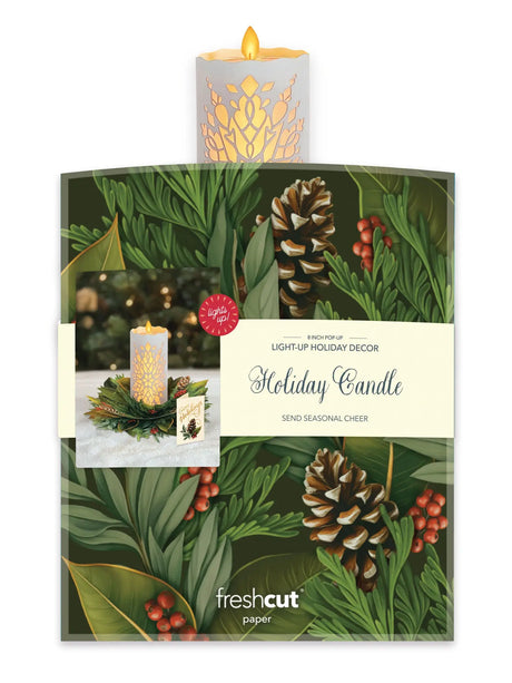 Glowing Holiday Candle Pop-Up Card | FreshCut Paper