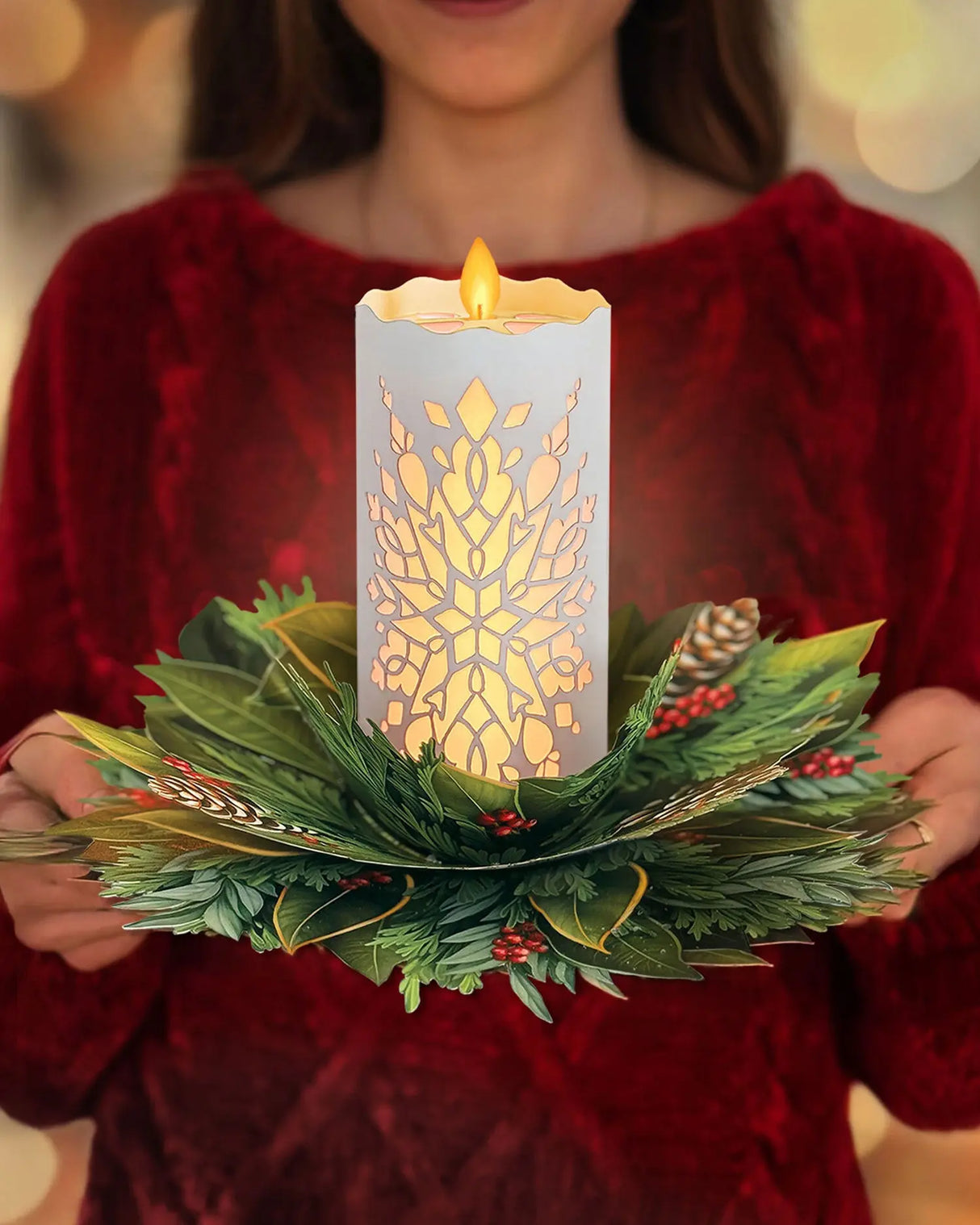 Glowing Holiday Candle Pop-Up Card | FreshCut Paper