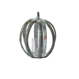 Green Copper Finish Metal Pumpkin Tealight Lanterns