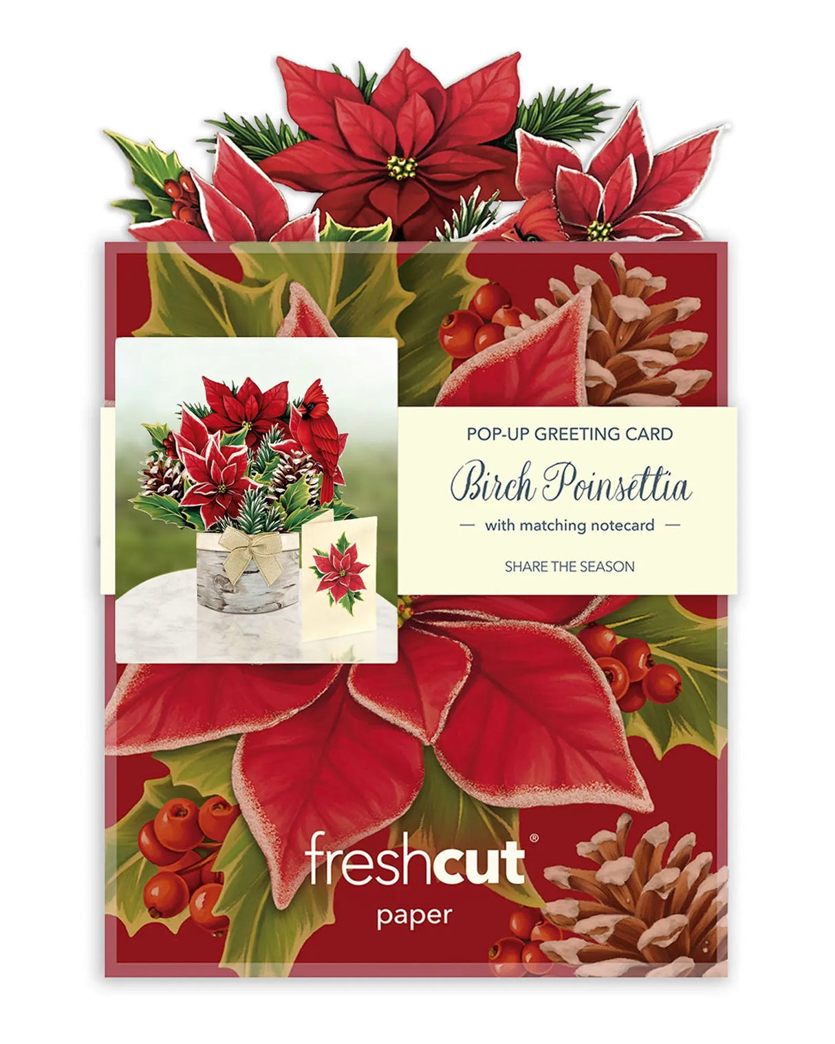 Mini Birch Poinsettia Pop-Up Card | FreshCut Paper