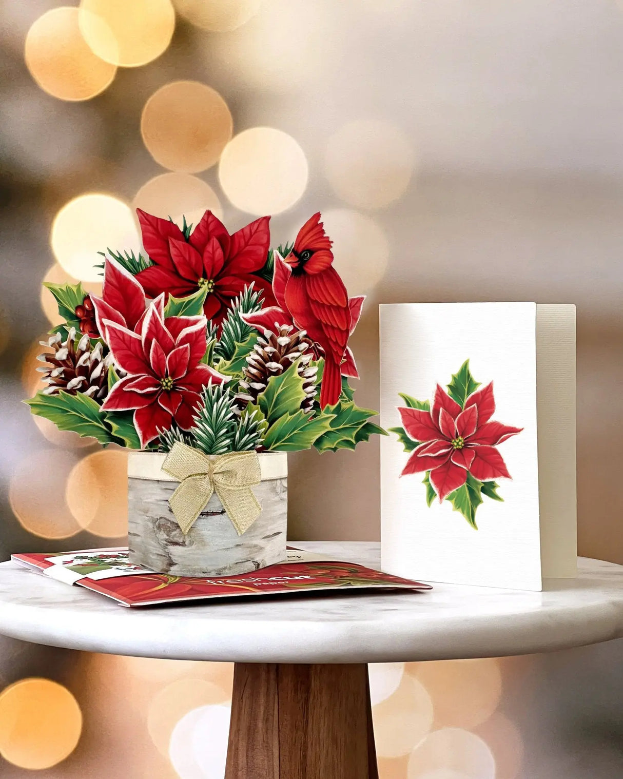 Mini Birch Poinsettia Pop-Up Card | FreshCut Paper