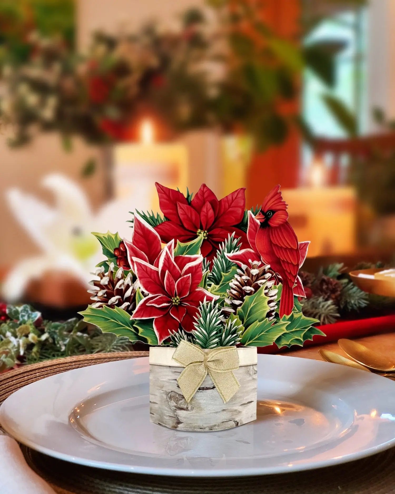 Mini Birch Poinsettia Pop-Up Card | FreshCut Paper