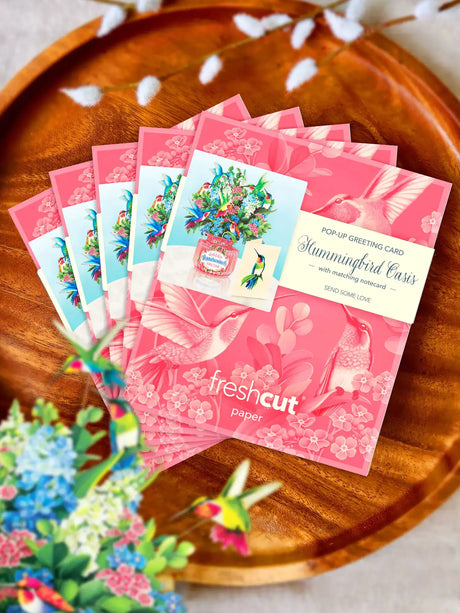 Mini Hummingbird Oasis Pop-Up Card | FreshCut Paper
