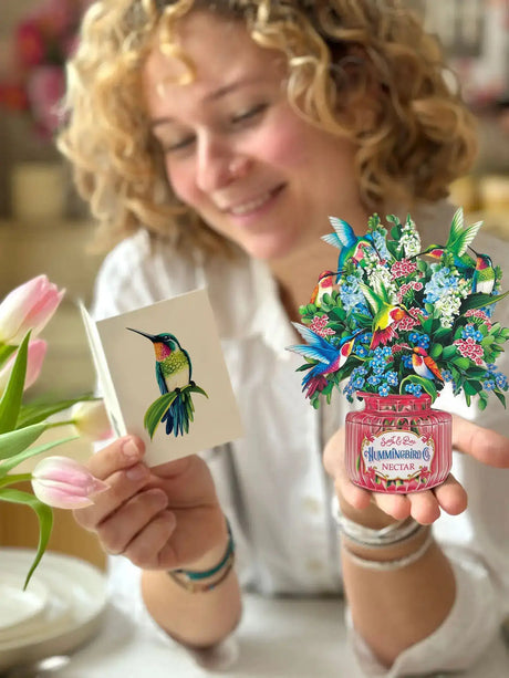 Mini Hummingbird Oasis Pop-Up Card | FreshCut Paper