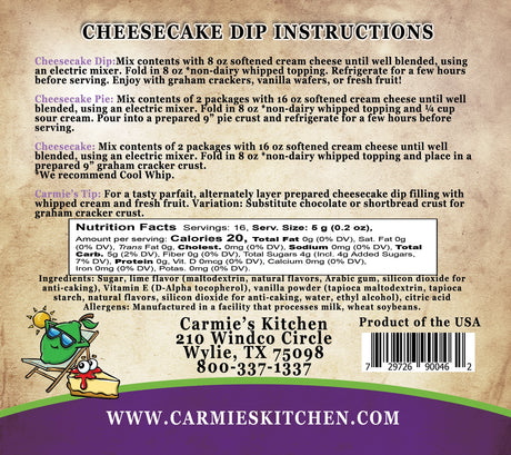 Key Lime Pie Cheesecake Dip Mix | Carmie's