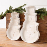 Distressed Metal Embossed Snowman Trays | 2 Sizes