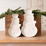 Distressed Metal Embossed Snowman Trays | 2 Sizes
