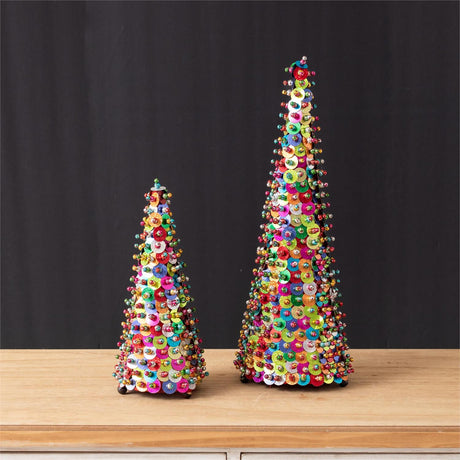 Colorful Sequin Cone Christmas Trees | 2 Sizes