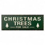 Green Carved Wood Christmas Trees for Sale Sign