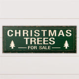 Green Carved Wood Christmas Trees for Sale Sign