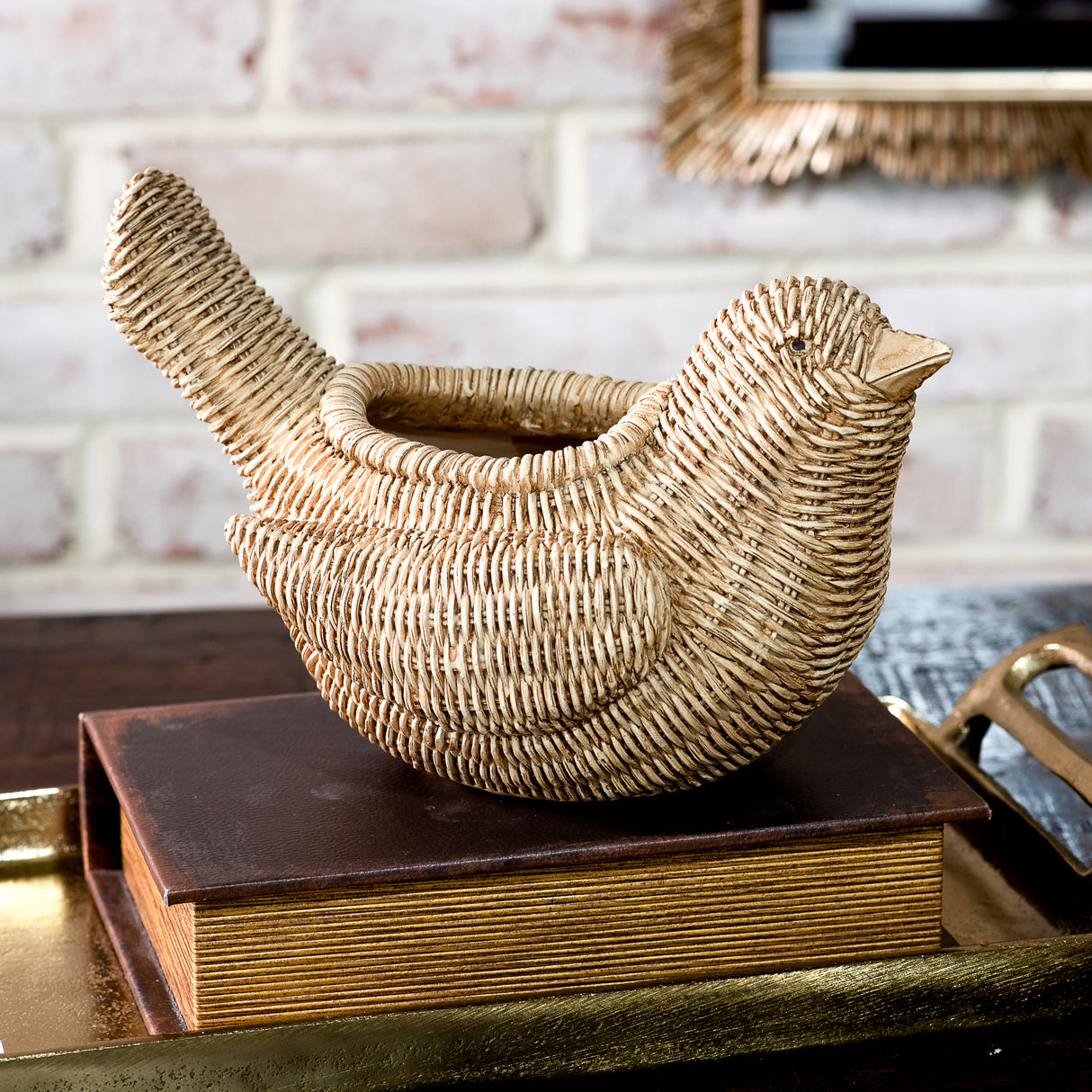 Woven Resin Bird Planter