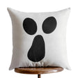 Handmade 8-inch white Halloween pillow with a large black ghost face and included polyester