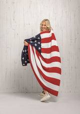 Americana Chenille Knit American Flag Throw Blanket