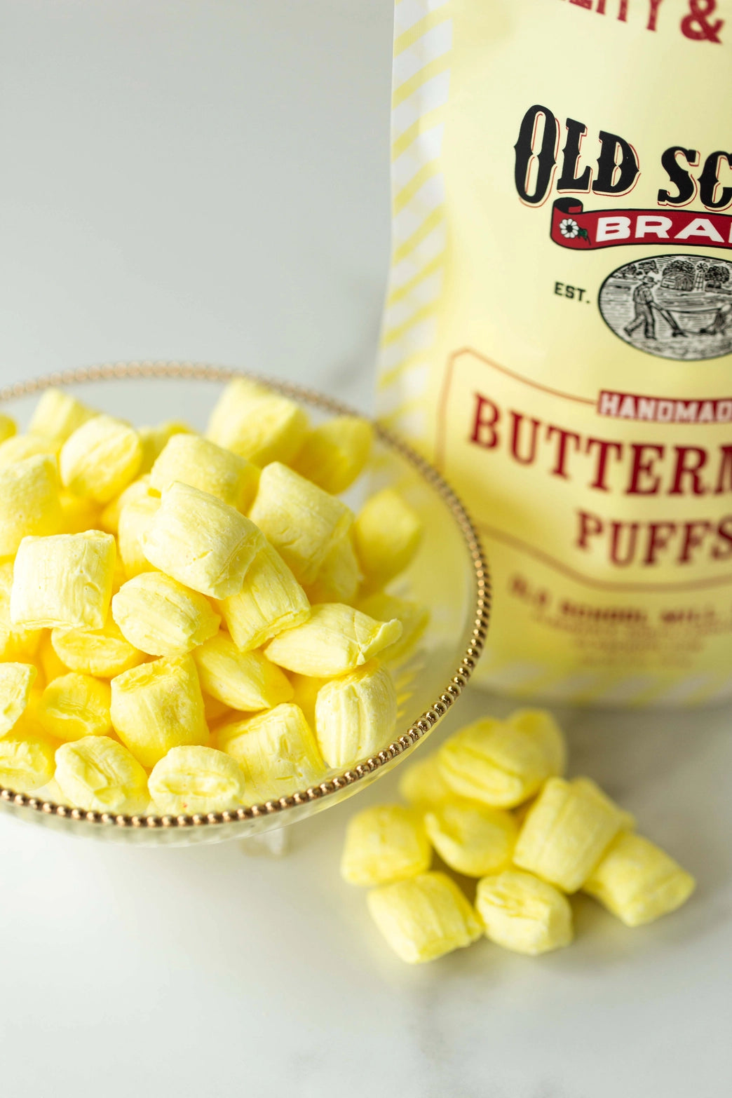 Soft Yellow Buttermint Puffs | Old School Brand