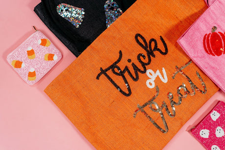 Halloween Sequin Jute Tote Bag | 2 Styles