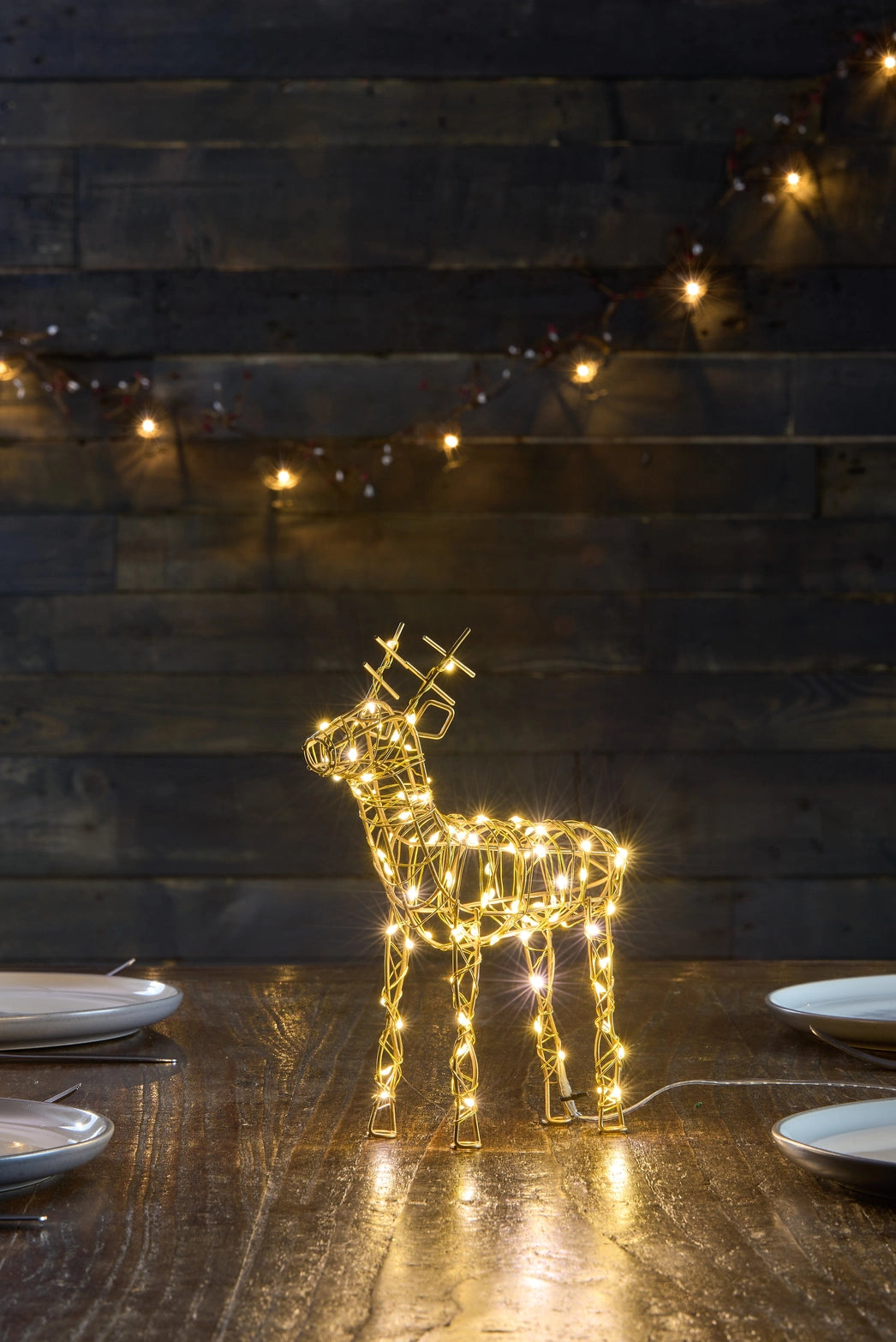 Gold Reindeer LED Light Figurine