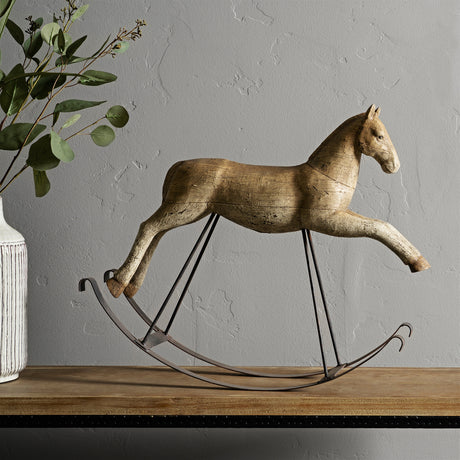 Distressed Rocking Horse on Metal Base