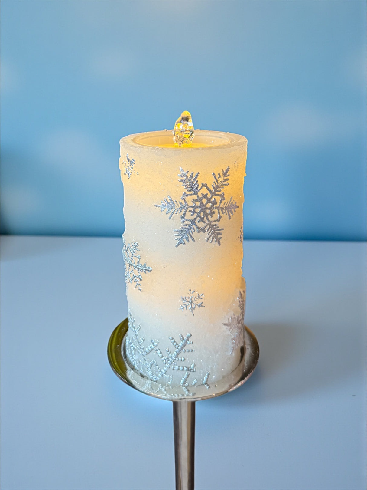 Snowflake LED Water Fountain Candle