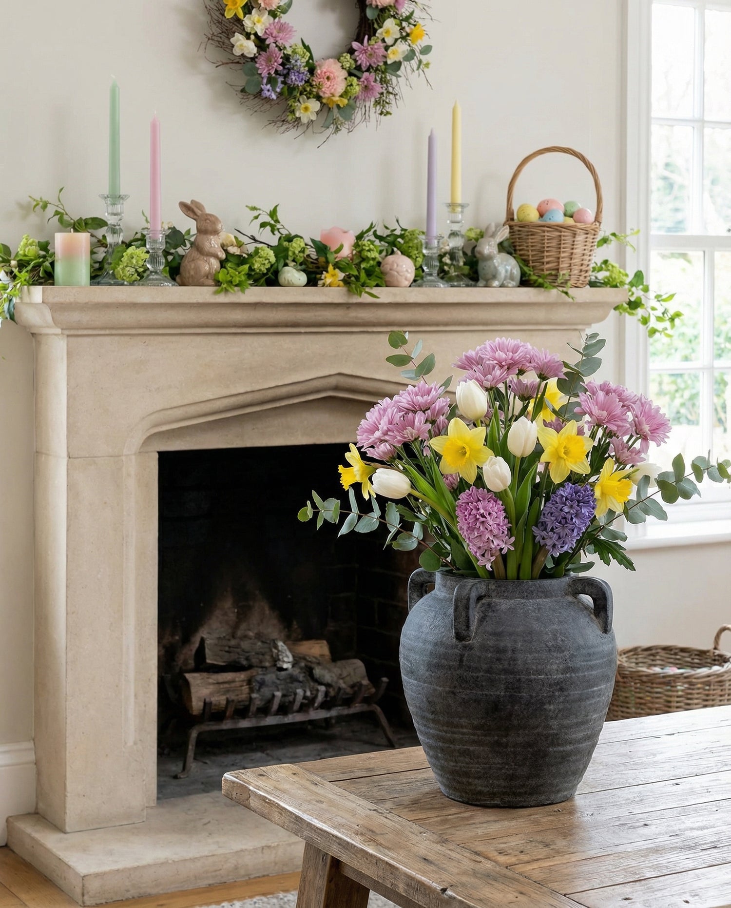 Charcoal Four Handle Ceramic Vase