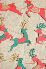 Bright Reindeer Sewn Paper Garland | East End Press