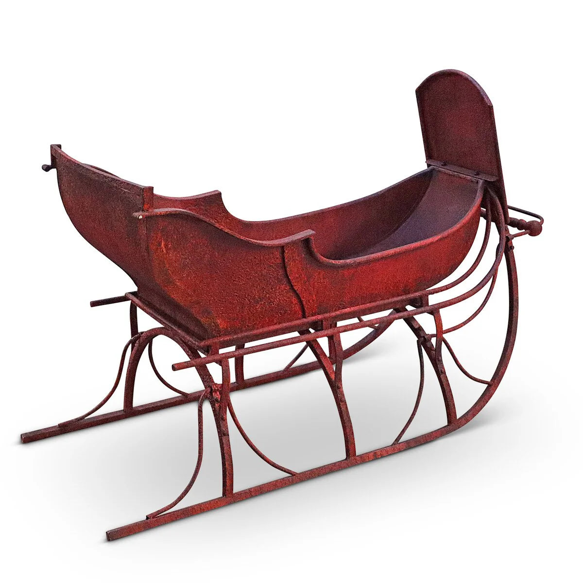 Red Distressed Antique Finish Metal Christmas Sleigh