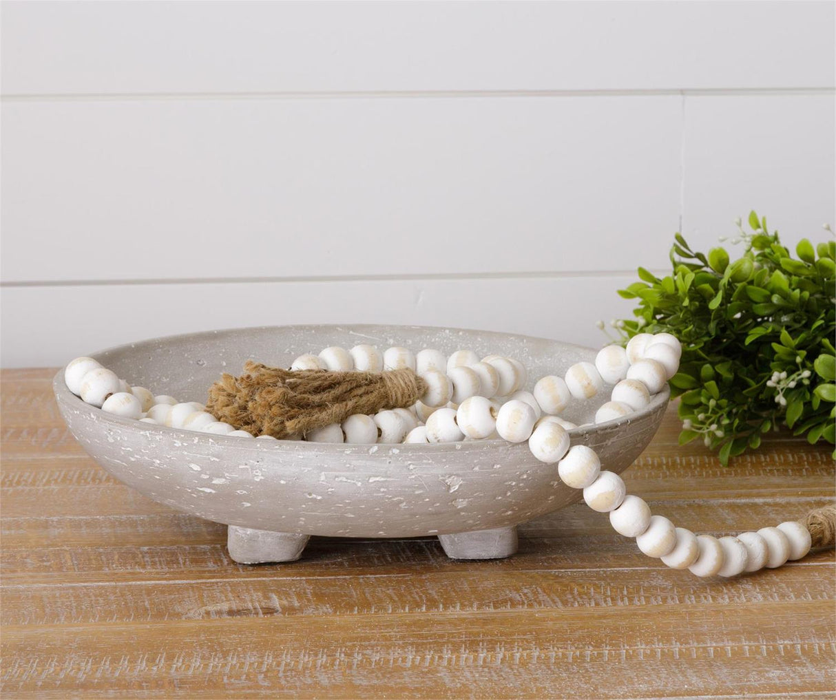 Rustic Cream Cement Footed Accent Bowl