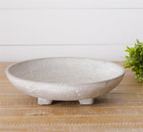 Rustic Cream Cement Footed Accent Bowl