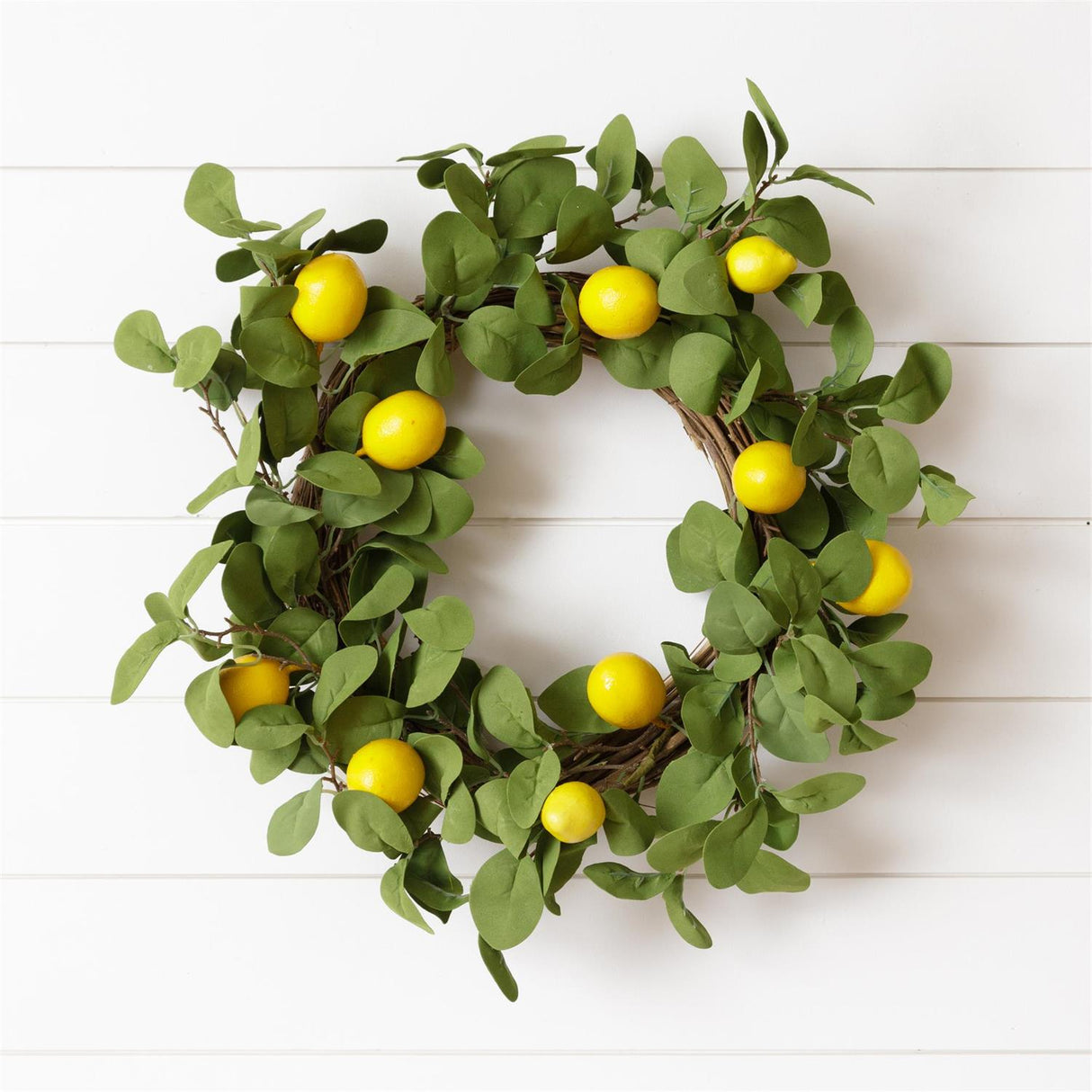 Lemon and Foliage Wreath with Twig Base | 24''