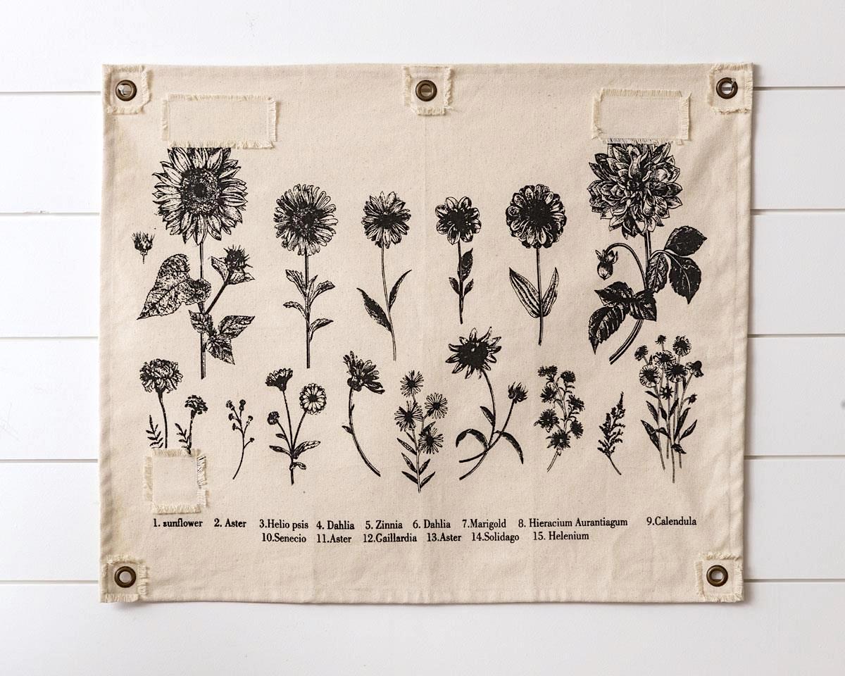 Botanical Flower Tarp Wall Hanging