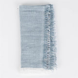 Soft Blue Chambray Fringe Edge Napkin