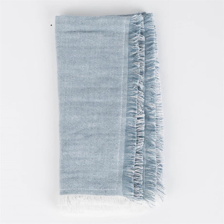 Soft Blue Chambray Fringe Edge Napkin