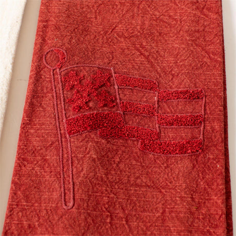 Patriotic Embroidered Stonewashed Tea Towels Set